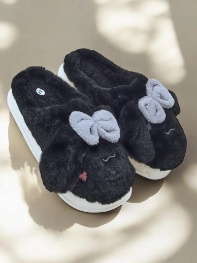 Royalfashion Women's fur slippers with a bow Savos