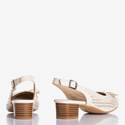 Beige Lecaone women's low-heeled sandals - Footwear