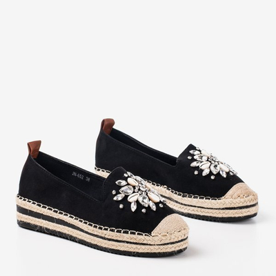 Black espadrilles on a platform with crystals Mraque - Footwear 1