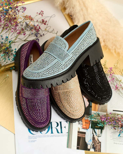 Royalfashion Sieviešu mokasīni ar cirkoniem Epolls