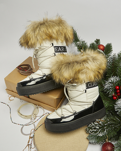 Черно-бежевые женские сапоги-слипы с мехом Lilitsa- Footwear