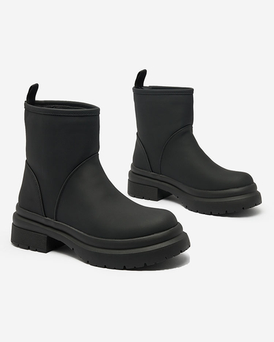 Royalfashion Black matte women's boots with thicker sole Holeopi