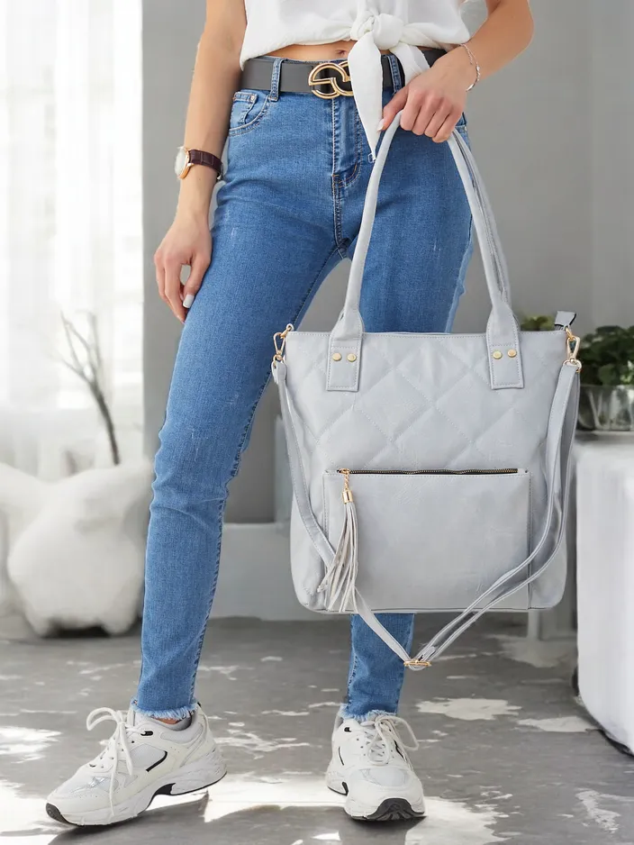 Royalfashion Women's quilted handbag made of eco-leather with a front pocket