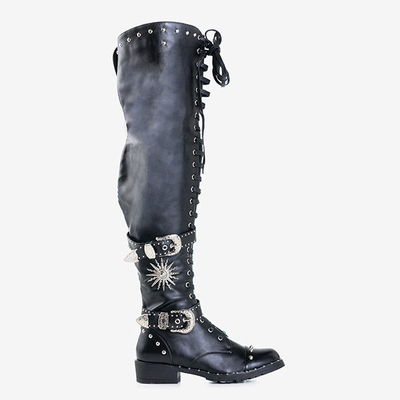 Black lace-up boots made of eco leather Stefania - Footwear