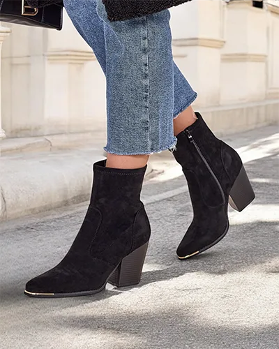 Royalfashion Eko-suede women's boots on a stiletto heel Gris