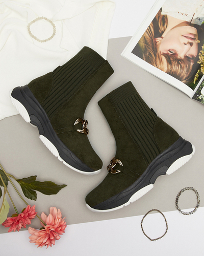 Women's green insulated eco-suede boots Cuzitta- Footwear