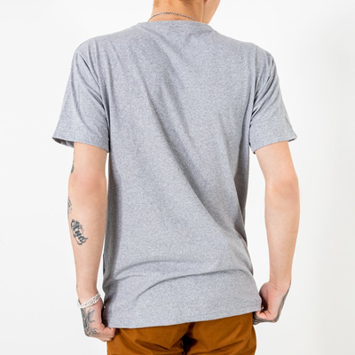 Men's Gray Printed Cotton T-Shirt - Clothing