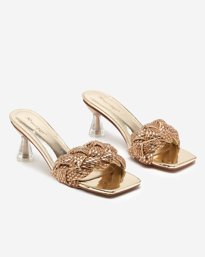 Gold lacquered slippers with low heels Sipeno - Footwear