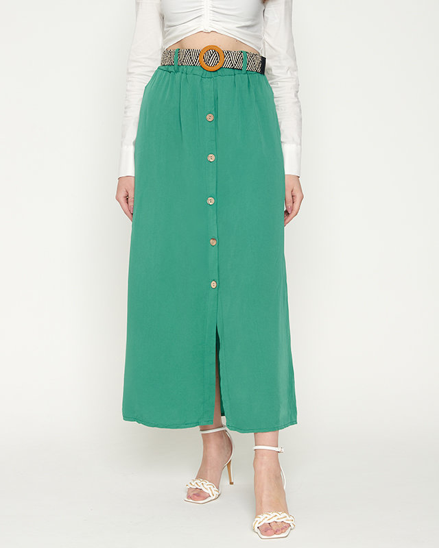 Women's midi skirt, dark green - Clothing