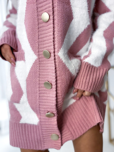 Royalfashion Koalt garais pleds džemperis ar pogām