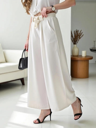 Royalfashion Широкие женские брюки с поясом