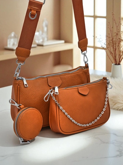 Calista camel women's handbag eco leather 3in1 trendy set