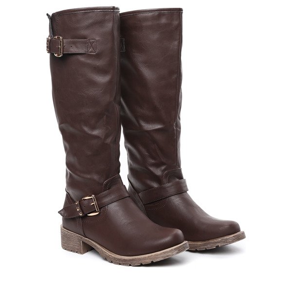 Brązowe kozaki przed kolano Tamika- Obuwie