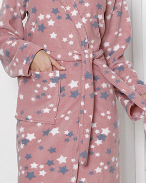 Pink women's bathrobe with stars - Clothing