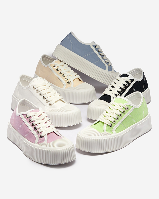 Beige women's sneakers on a solid sole Ozerika - Footwear