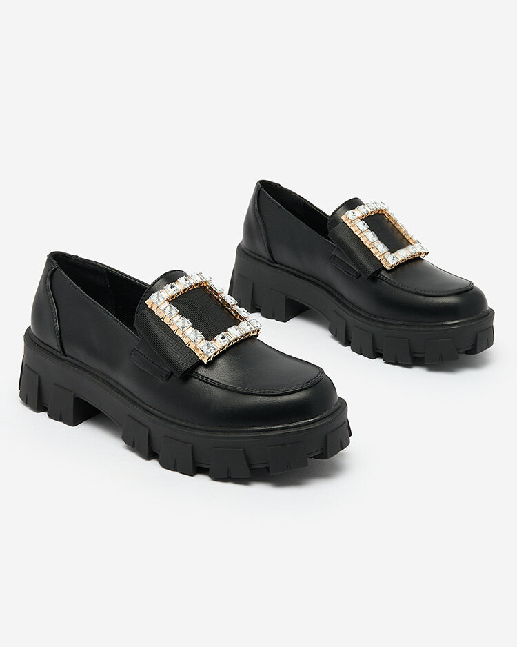 Royalfashion Black moccasins with decoration on the nose Alomease