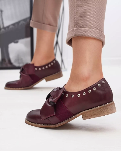 Maroon women's shoes with Entera bow - Footwear