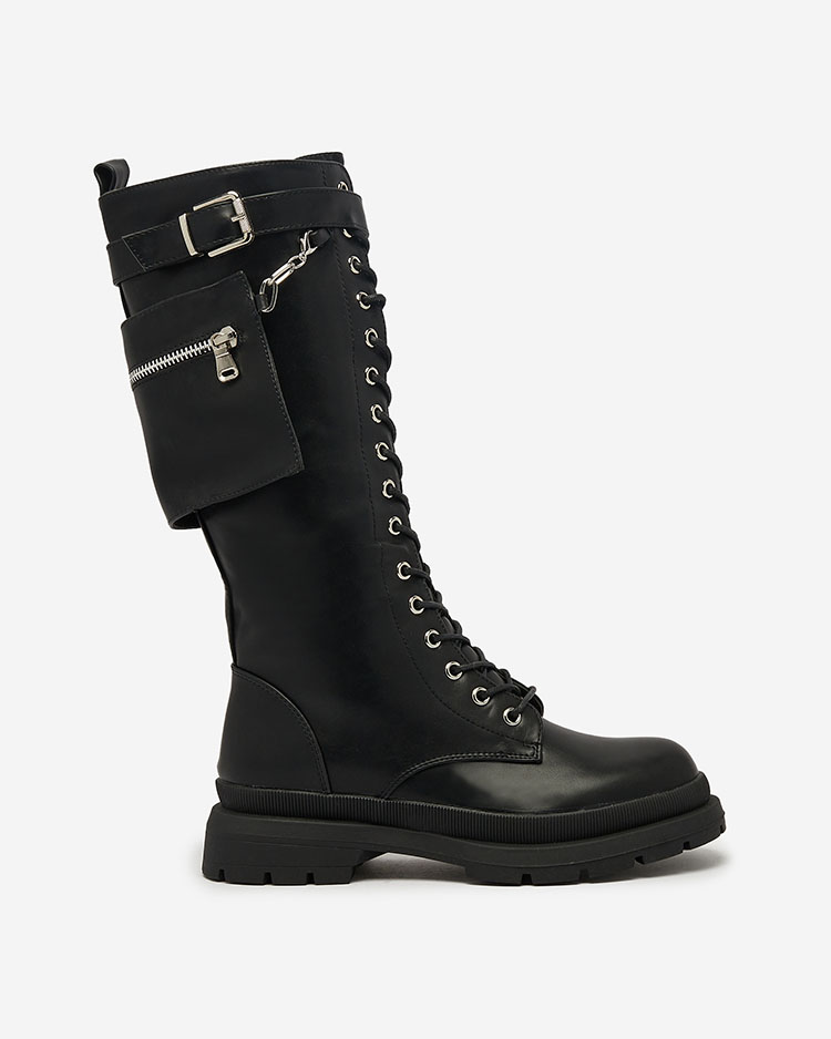 Royalfashion Black women's lace-up boots Apovido
