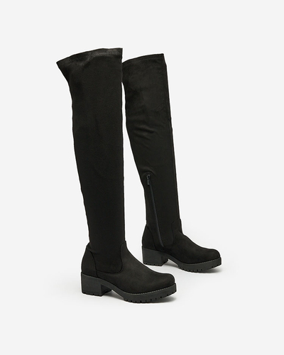 Royalfashion Black women's knee-high boots with flat heel Keteris