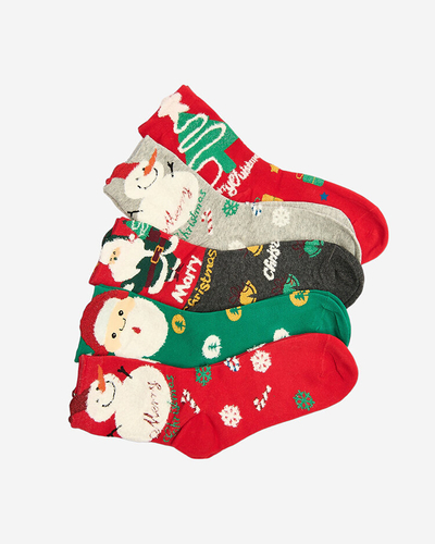 Colorful women's socks with a Christmas pattern - Underwear