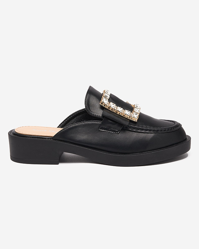Sieviešu melnas čības a'la loafers Delaqi - Kurpes