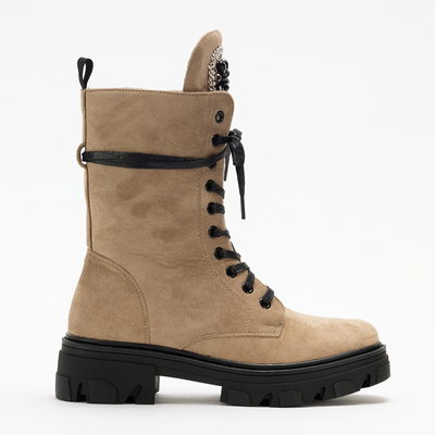 Eco-suede women's khaki work boots Moxo - Footwear