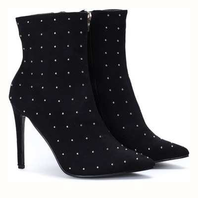 Black stiletto boots with rhinestones Audrey - Footwear