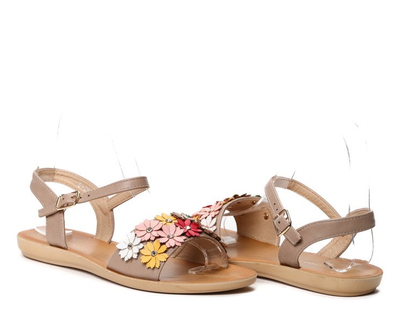 Beige sandals with flowers Kathryn- Shoes 1