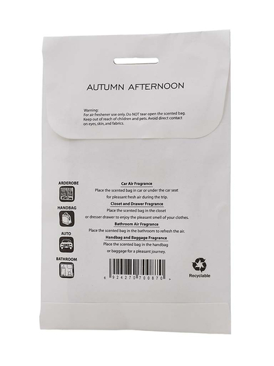 Scented sachets for cars, handbags, closets, and bathrooms. Autumn Afternoon fragrance.