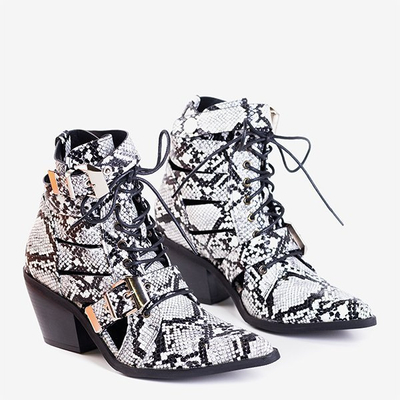 White - black women's cowboy boots with Ciarran buckles - Footwear