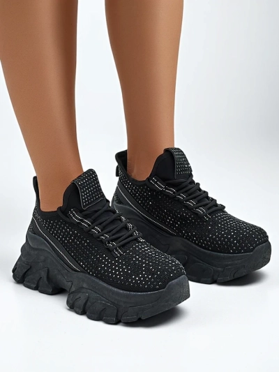 Royalfashion Women's Sport Sneakers with Rhinestones Blysco