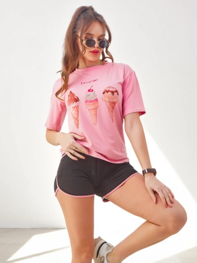 Royalfashion Sieviešu sporta komplekts ar t-kreklu un šortiem Ice Cream