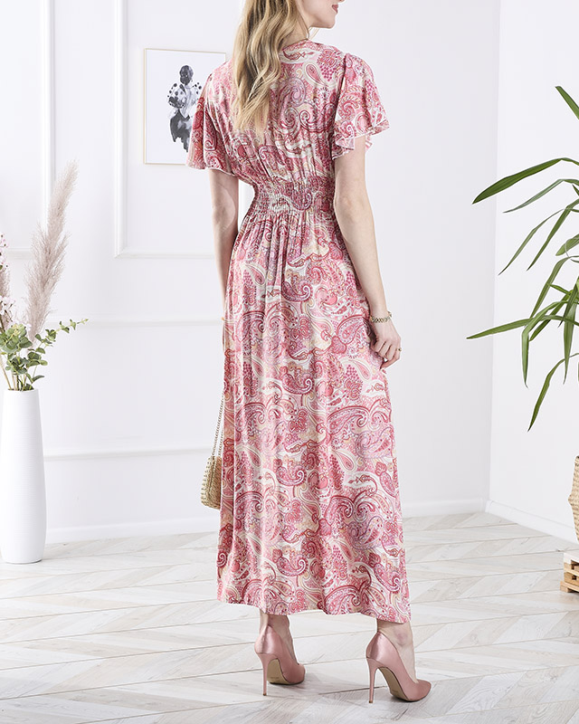 Sieviešu midi kleita rozā ar rakstu Apģērbs