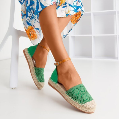 Green espadrilles with openwork Asti uppers - Footwear