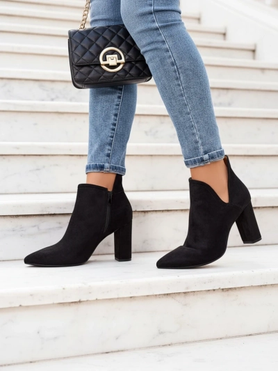 Черные женские ботильоны с вырезом «Алания» - Обувь