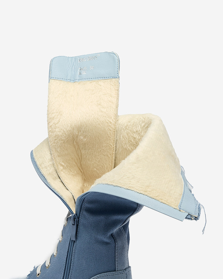 Royalfashion Синие женские тканевые сапоги Leconen