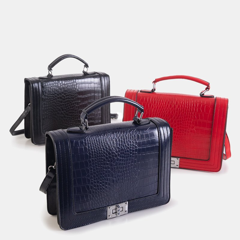 Элегантная темно-синяя сумка с тиснением - Handbags