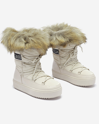 Бежевые женские сапоги-слипы с мехом Lilitsa- Footwear