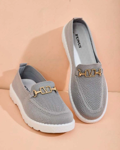 Royalfashion Women's fabric moccasins with gold embellishment Erticae