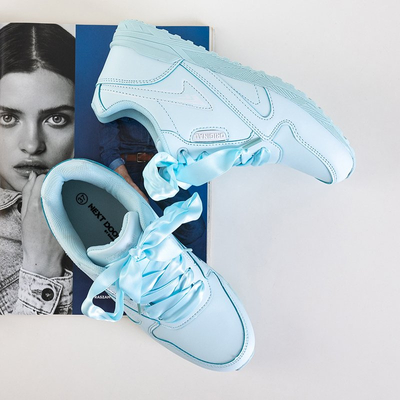 Blue women's sports shoes tied with a Kamela ribbon - Footwear