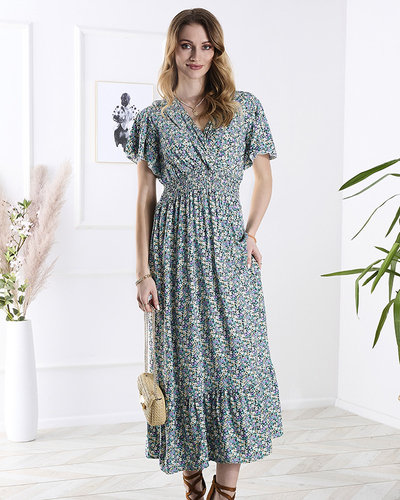 Women's floral midi dress in purple- Clothing