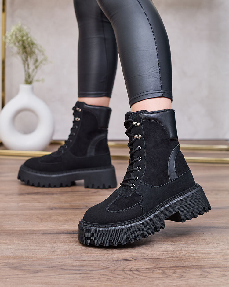 Royalfashion Melni sieviešu Macnev mežģīņu zābaki