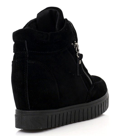 Czarne sneakersy na koturnie Easy - Obuwie