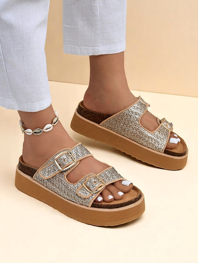 Royalfashion Women's Nora Woven Platform Flip-Flops