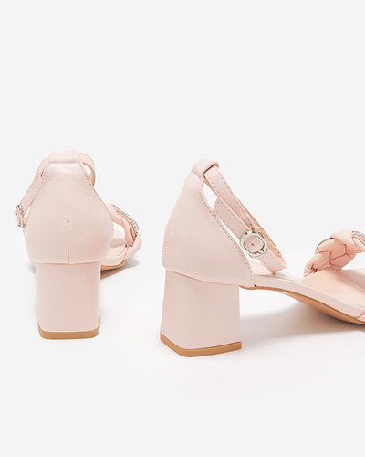 OUTLET Beige and pink women's sandals on the Marienka post - Footwear