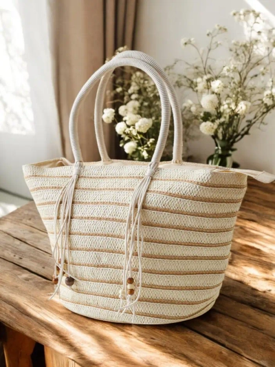 Royalfashion Large straw handbag for women