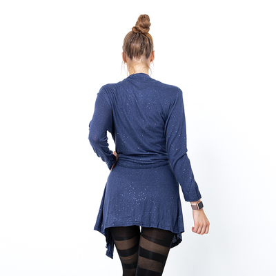 Women's navy blue tied cardigan - Clothing