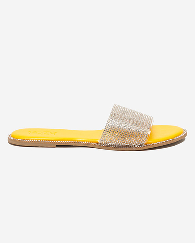 Yellow women's slippers with cubic zirconia Verina - Footwear