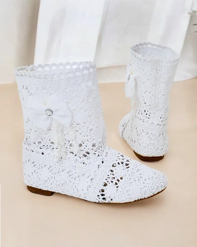 Royalfashion Bērnu ažūra zābaki ar loku Geggis