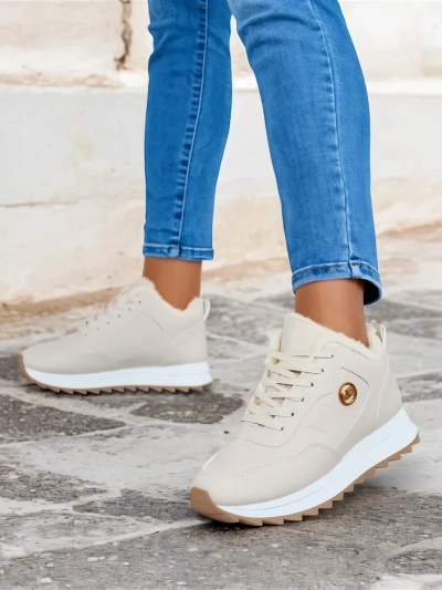 Royalfashion Siltās sieviešu kedas ar kažokādu Casot